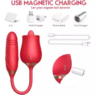Rose Toy Vibrator for Woman, Rose Toy with 10 Thrusting & Vibration Modes, Rose Sex Stimulator for Women with Thrusting Dildo, S Rose Toy Vibrator for Woman, Rose Toy with 10 Thrusting & Vibration Modes, Rose Sex Stimulator for Women with Thrusting Dildo, S