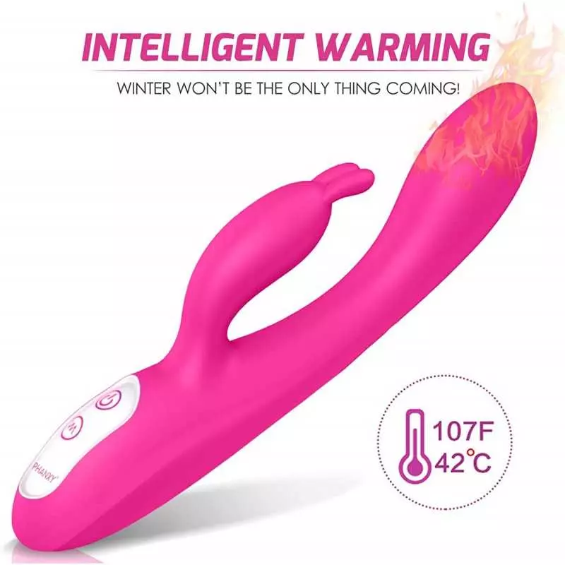 G Spot Rabbit Vibrator with Heating Function, Rose Sex Toys for Clitoris G-spot Stimulation,Waterproof Dildo Vibrator with 9 Pow