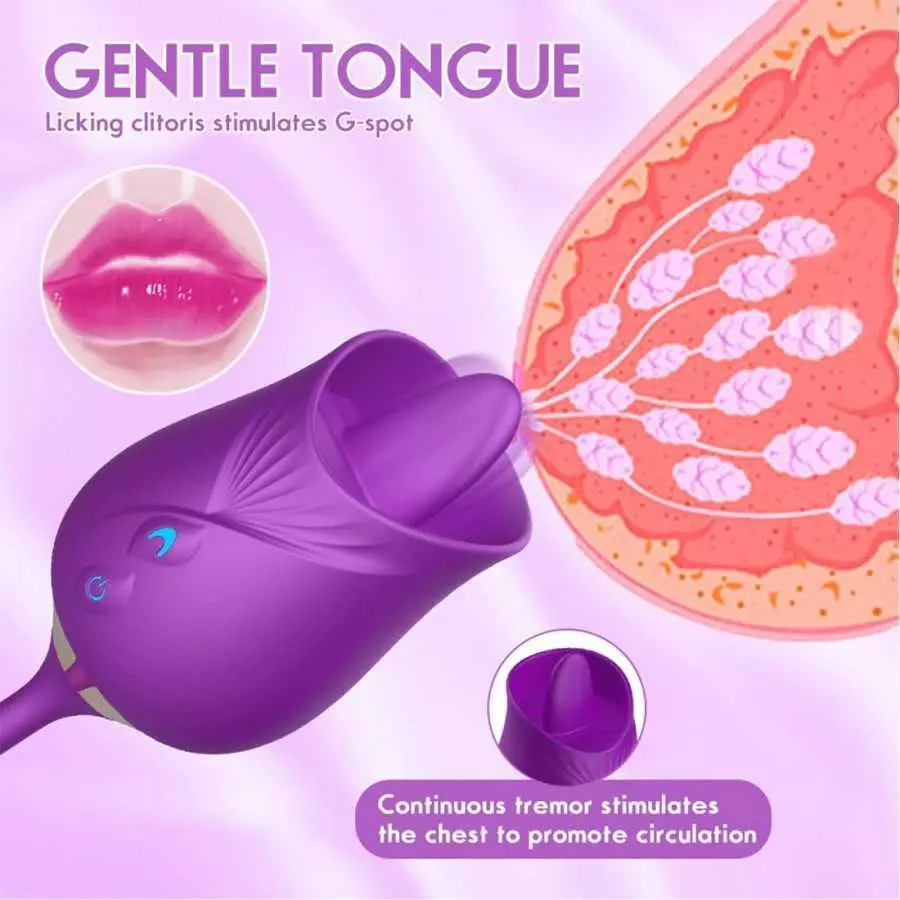 Rose Sex Toy for Women -Rose Sex Toy with Tongue Licking Vibrator for Women Nipple Stimulation, Rechargeable Vibrating Machine C Rose Sex Toy for Women -Rose Sex Toy with Tongue Licking Vibrator for Women Nipple Stimulation, Rechargeable Vibrating Machine C