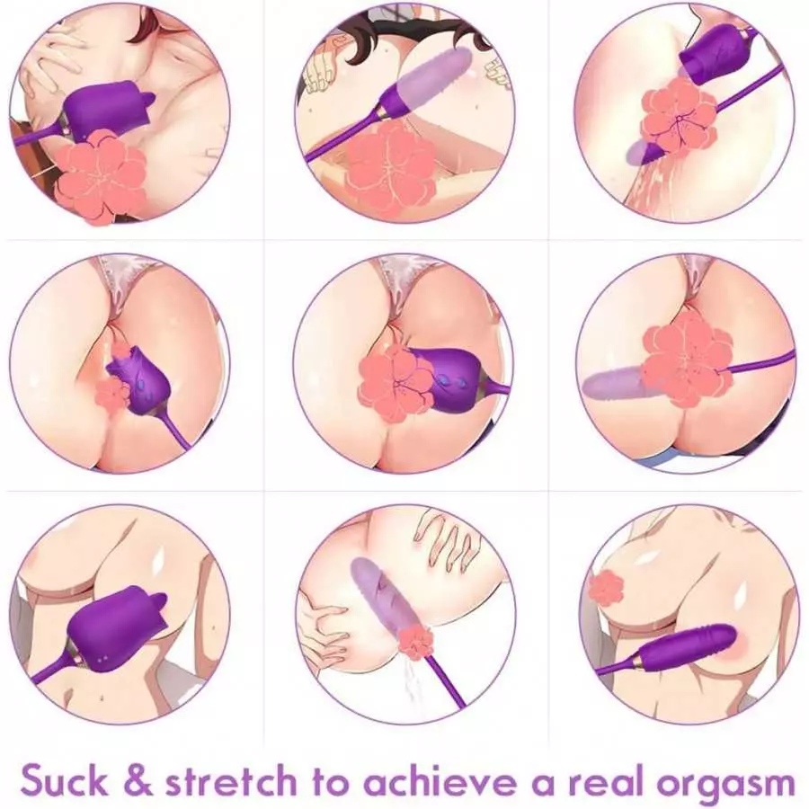 Rose Sex Toy for Women -Rose Sex Toy with Tongue Licking Vibrator for Women Nipple Stimulation, Rechargeable Vibrating Machine C