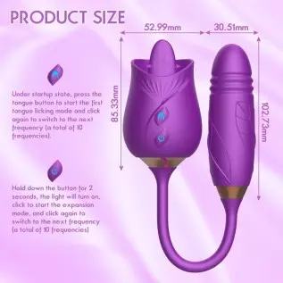 Rose Sex Toy for Women -Rose Sex Toy with Tongue Licking Vibrator for Women Nipple Stimulation, Rechargeable Vibrating Machine C Rose Sex Toy for Women -Rose Sex Toy with Tongue Licking Vibrator for Women Nipple Stimulation, Rechargeable Vibrating Machine C