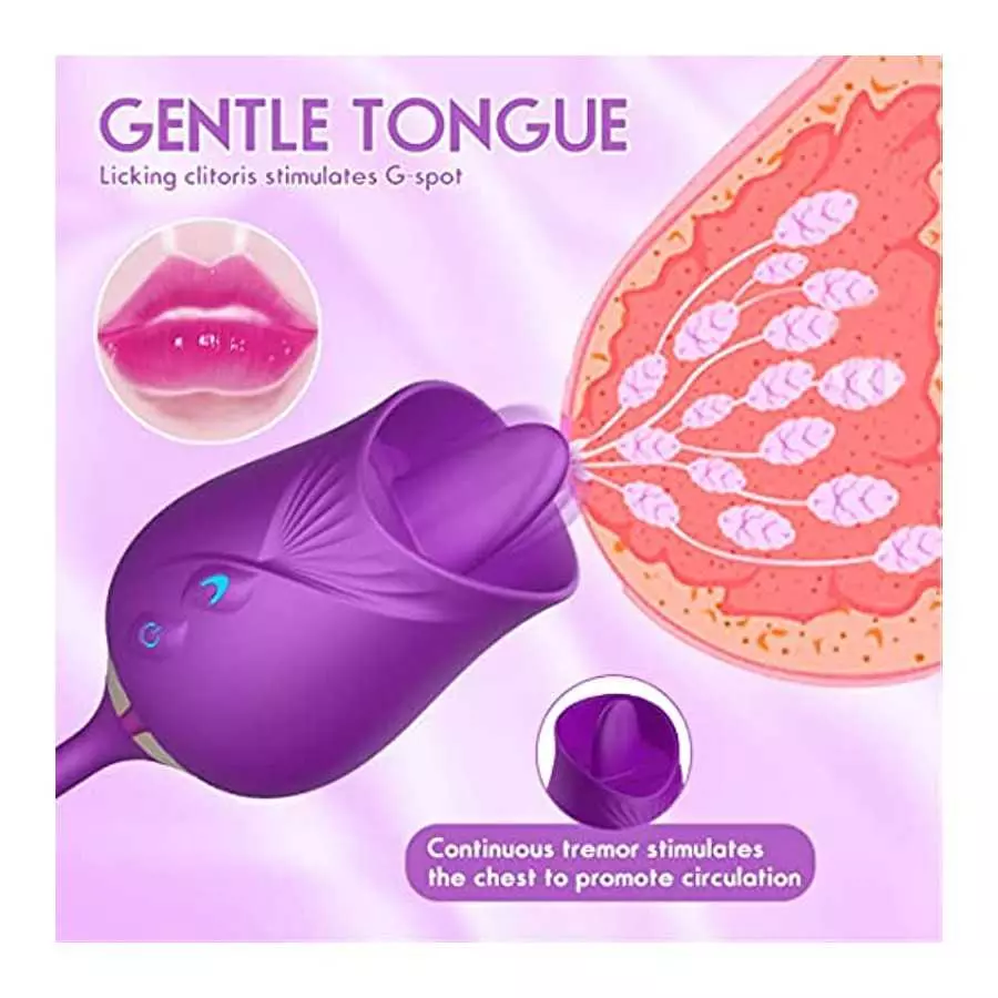 Rose Toy for Women -Rose Sex Toy with Tongue Licking Vibrator for Women G spot Nipple Stimulation, Rechargeable Vibrating Machin