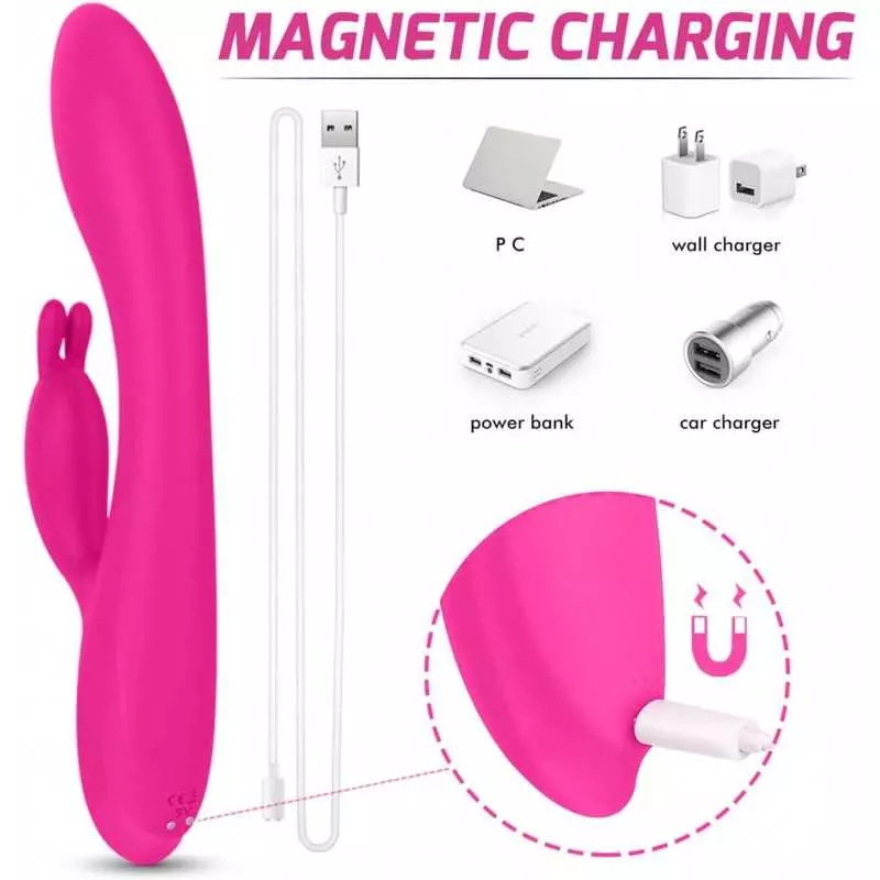 G Spot Rabbit Vibrator with Heating Function, Rose Sex Toys for Clitoris G-spot Stimulation,Waterproof Dildo Vibrator with 9 Pow