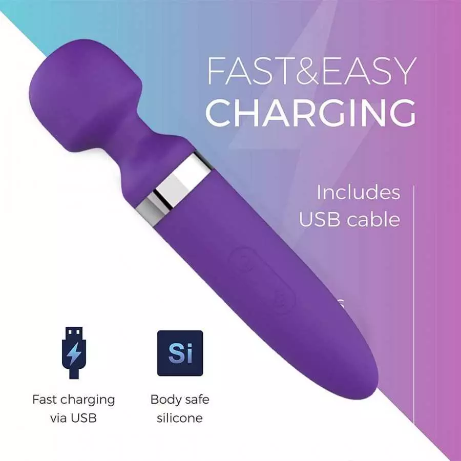 Silicone 10 Speed Powerfu Wand Body Back Massager Relieve Muscle Stress Relaxing Body (Rose)