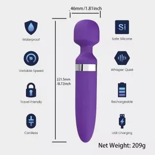 Silicone 10 Speed Powerfu Wand Body Back Massager Relieve Muscle Stress Relaxing Body (Rose)