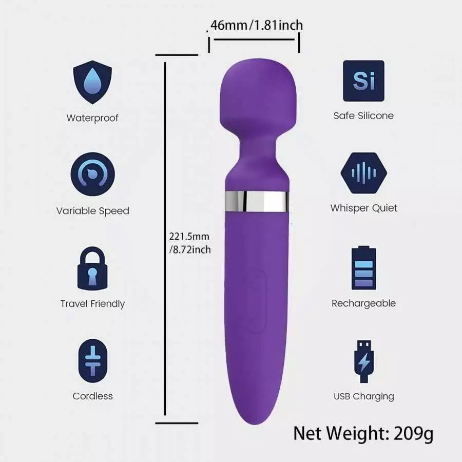 Silicone 10 Speed Powerfu Wand Body Back Massager Relieve Muscle Stress Relaxing Body (Rose)