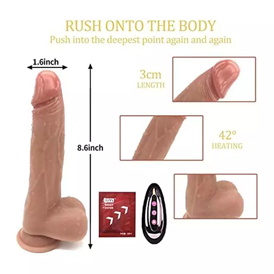 8.6 "Realistic Heated Thrust Dildo, with Strong Suction Cup for Hands-Free Play, Adult Sex Toys for Women