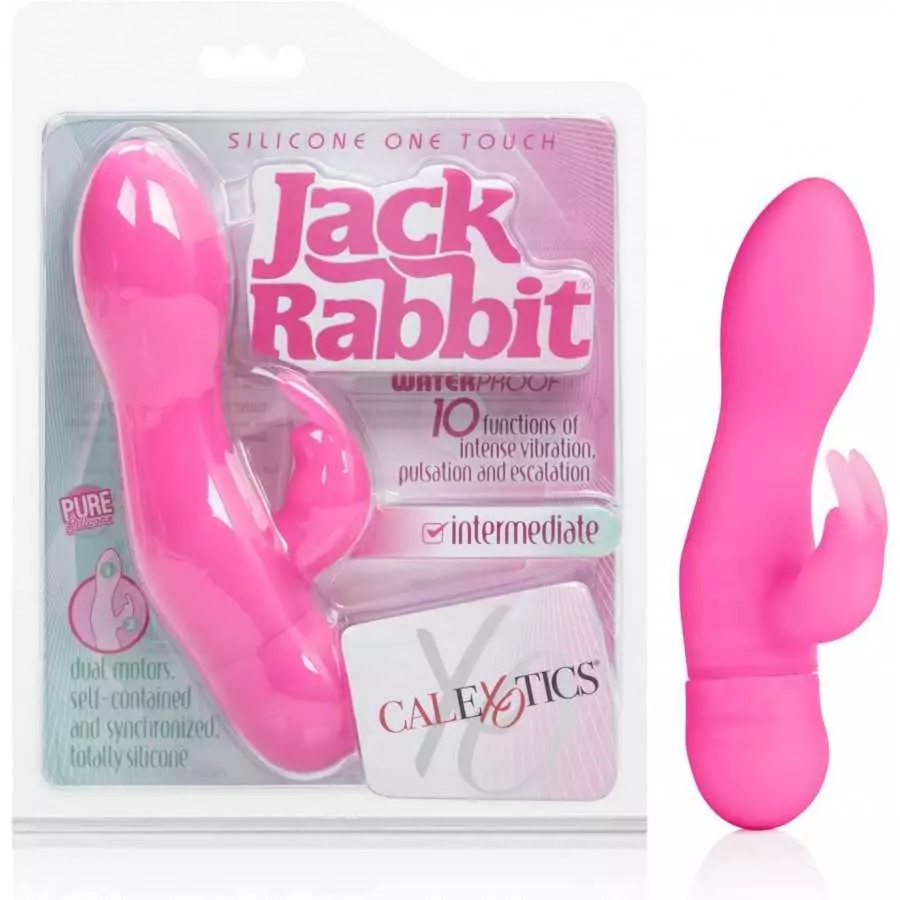 CalExotics Silicone One Touch Jack Rabbit – 10 Function Waterproof Vibrator - Adult Sex Toys for Couples - Clitoral G Spot Massa