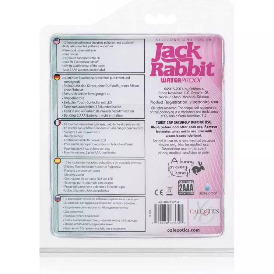 CalExotics Silicone One Touch Jack Rabbit – 10 Function Waterproof Vibrator - Adult Sex Toys for Couples - Clitoral G Spot Massa