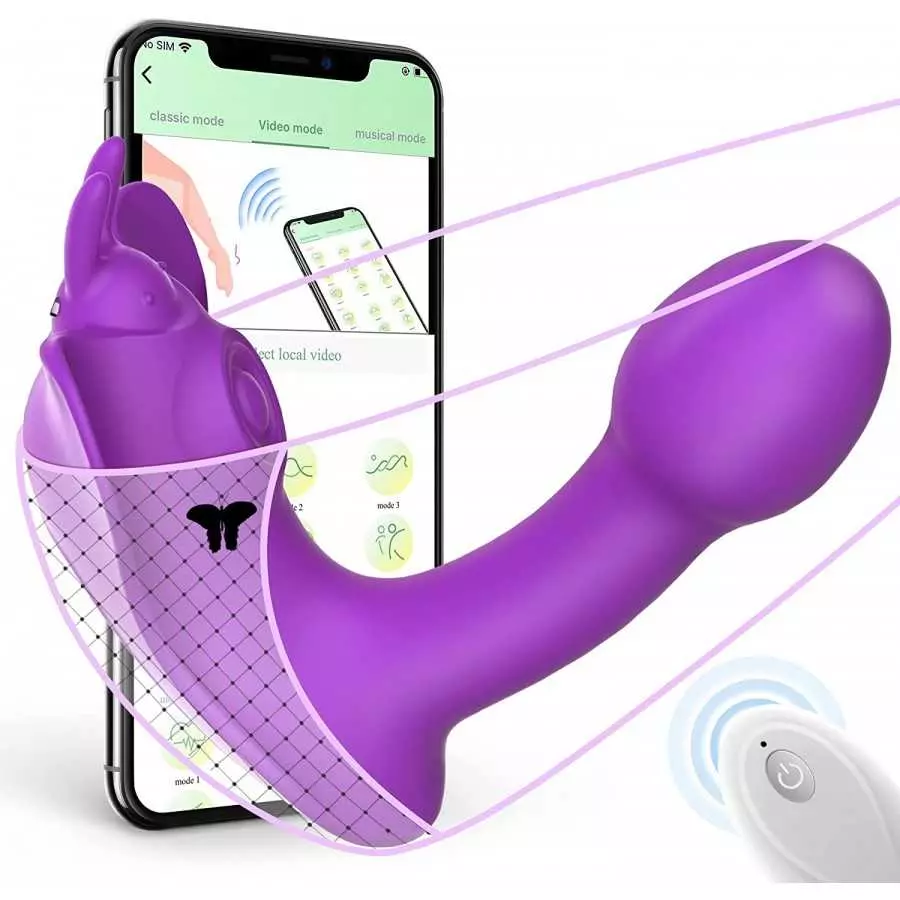 Dual-Action G Spot Vibrator - Boefous Bonnie, Clitoralis Stimulator with Flapping & Vibrating Motion, Remote Control, Butterfly