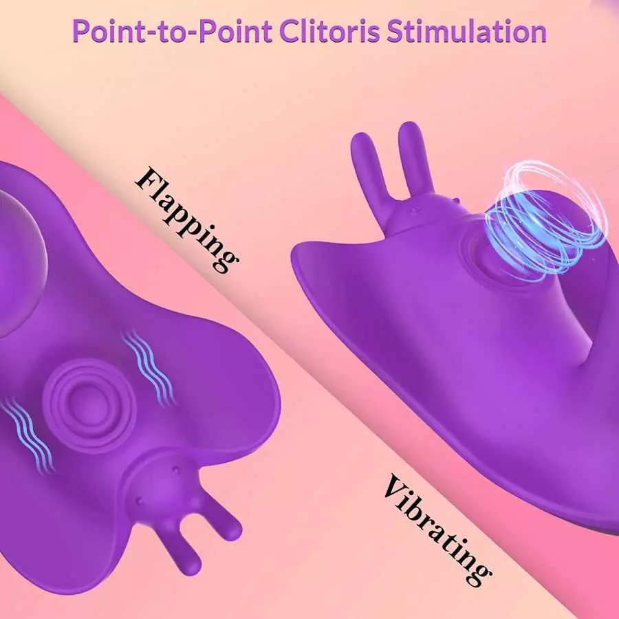 Dual-Action G Spot Vibrator - Boefous Bonnie, Clitoralis Stimulator with Flapping & Vibrating Motion, Remote Control, Butterfly