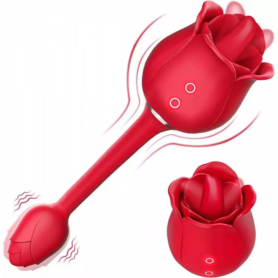 Rose Sex Toy, Lumodia 3 in 1 Vibrator, Double-Ended Rose Sex Stimulator for Women, G Spot Clitoral Dildo Vibrators with 7 Tongue Rose Sex Toy, Lumodia 3 in 1 Vibrator, Double-Ended Rose Sex Stimulator for Women, G Spot Clitoral Dildo Vibrators with 7 Tongue