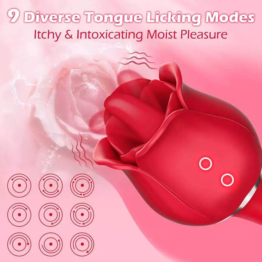 Rose Sex Toy, Lumodia 3 in 1 Vibrator, Double-Ended Rose Sex Stimulator for Women, G Spot Clitoral Dildo Vibrators with 7 Tongue