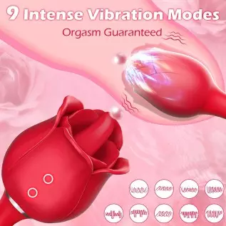Rose Sex Toy, Lumodia 3 in 1 Vibrator, Double-Ended Rose Sex Stimulator for Women, G Spot Clitoral Dildo Vibrators with 7 Tongue Rose Sex Toy, Lumodia 3 in 1 Vibrator, Double-Ended Rose Sex Stimulator for Women, G Spot Clitoral Dildo Vibrators with 7 Tongue