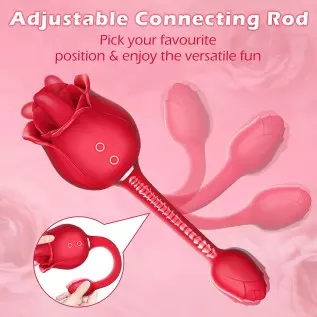 Rose Sex Toy, Lumodia 3 in 1 Vibrator, Double-Ended Rose Sex Stimulator for Women, G Spot Clitoral Dildo Vibrators with 7 Tongue Rose Sex Toy, Lumodia 3 in 1 Vibrator, Double-Ended Rose Sex Stimulator for Women, G Spot Clitoral Dildo Vibrators with 7 Tongue