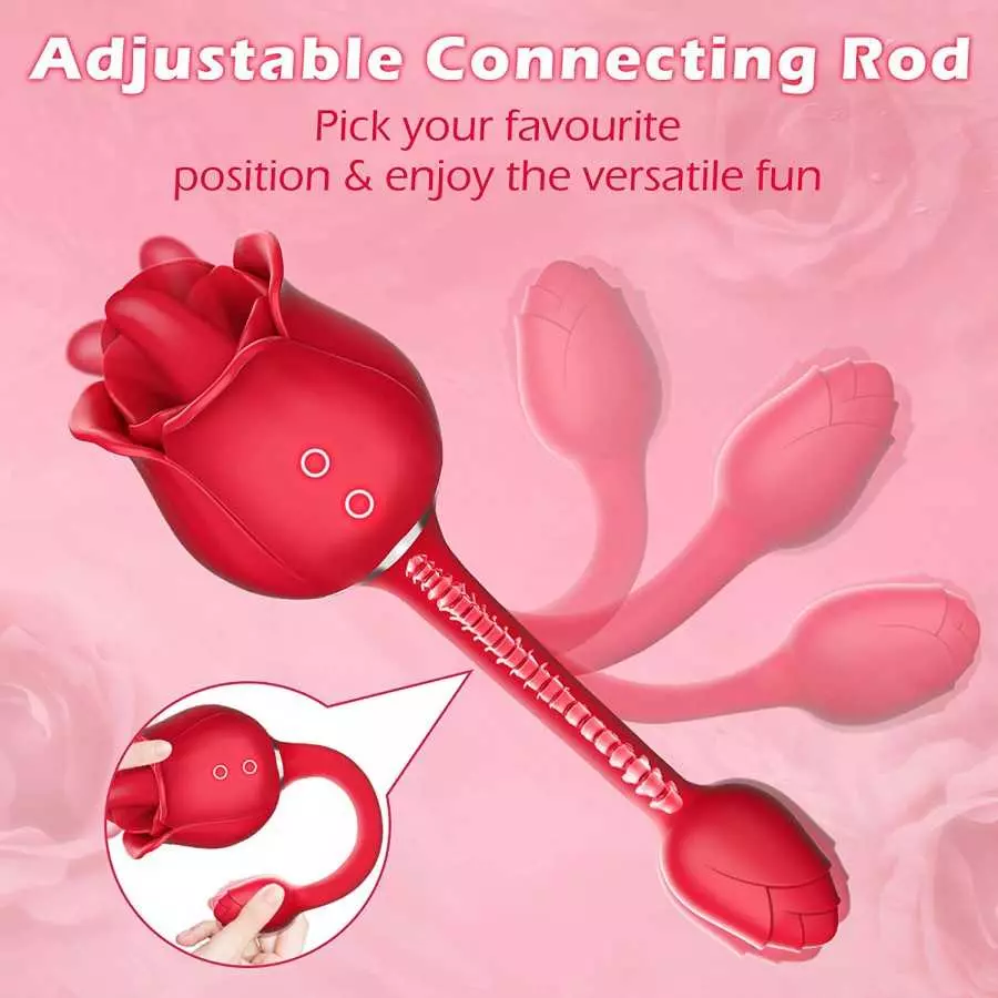 Rose Sex Toy, Lumodia 3 in 1 Vibrator, Double-Ended Rose Sex Stimulator for Women, G Spot Clitoral Dildo Vibrators with 7 Tongue
