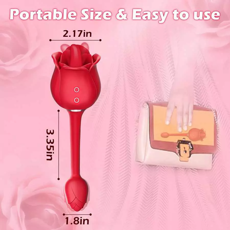 Rose Sex Toy, Lumodia 3 in 1 Vibrator, Double-Ended Rose Sex Stimulator for Women, G Spot Clitoral Dildo Vibrators with 7 Tongue