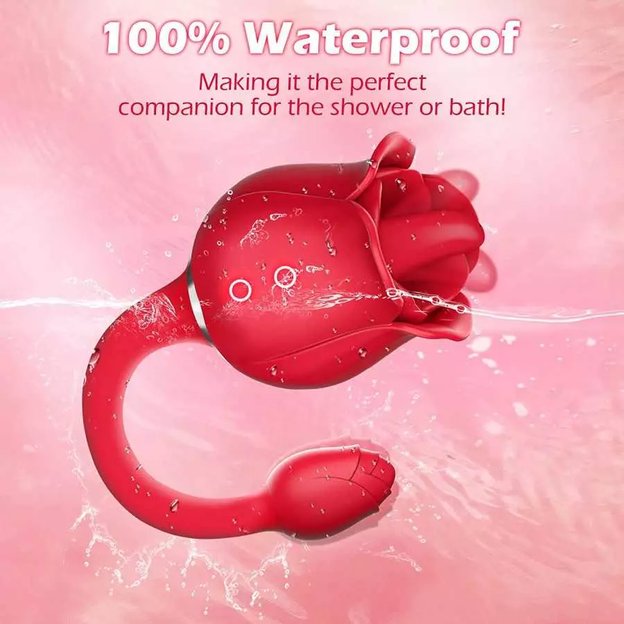 Rose Sex Toy, Lumodia 3 in 1 Vibrator, Double-Ended Rose Sex Stimulator for Women, G Spot Clitoral Dildo Vibrators with 7 Tongue
