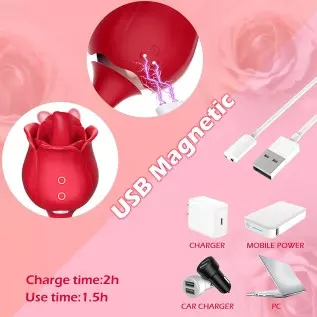 Rose Sex Toy, Lumodia 3 in 1 Vibrator, Double-Ended Rose Sex Stimulator for Women, G Spot Clitoral Dildo Vibrators with 7 Tongue Rose Sex Toy, Lumodia 3 in 1 Vibrator, Double-Ended Rose Sex Stimulator for Women, G Spot Clitoral Dildo Vibrators with 7 Tongue