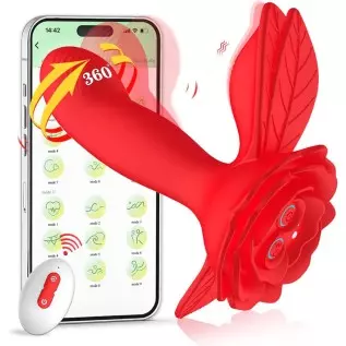 Rose Toy for Woman Pleasure,Vibrating & Wiggling Wearable Panty Vibrator with App & Remote Control Butterfly Vibrator,Rechargeab