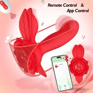 Rose Toy for Woman Pleasure,Vibrating & Wiggling Wearable Panty Vibrator with App & Remote Control Butterfly Vibrator,Rechargeab
