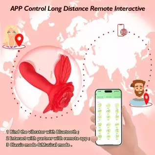 Rose Toy for Woman Pleasure,Vibrating & Wiggling Wearable Panty Vibrator with App & Remote Control Butterfly Vibrator,Rechargeab