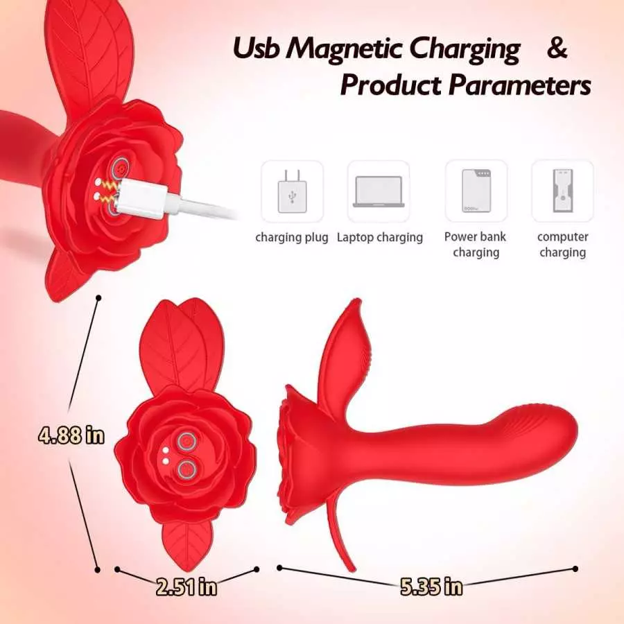 Rose Toy for Woman Pleasure,Vibrating & Wiggling Wearable Panty Vibrator with App & Remote Control Butterfly Vibrator,Rechargeab