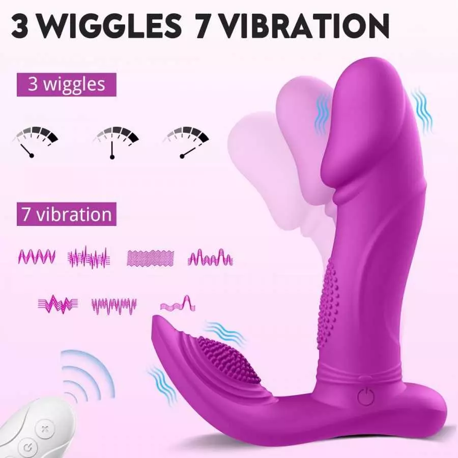 Wiggling Wearable Vibrator Mimic Finger - SEXY SLAVE Sam Quiet Panty Vibrator with Remote, 3 Wiggling & 7 Vibration G Spot Vibra