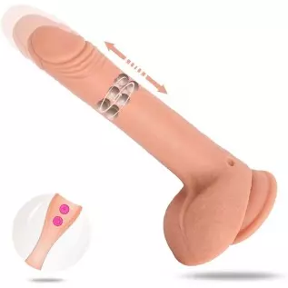 9 Inch Thrusting Dildo w/ Rotating Beads, Realistic Silicone Suction Cup Huge Vibrating Dildo w/ Remote Control, Sex Toy for Wom