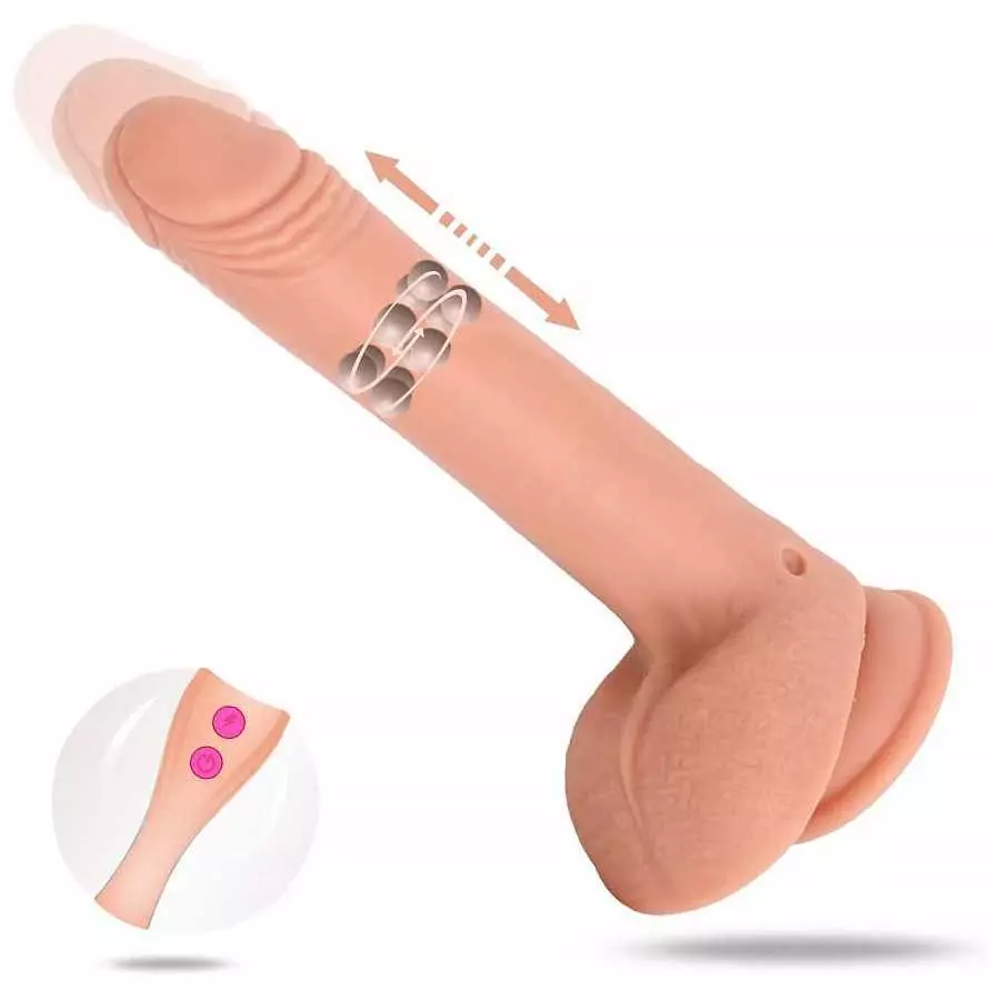 9 Inch Thrusting Dildo w/ Rotating Beads, Realistic Silicone Suction Cup Huge Vibrating Dildo w/ Remote Control, Sex Toy for Wom 9 Inch Thrusting Dildo w/ Rotating Beads, Realistic Silicone Suction Cup Huge Vibrating Dildo w/ Remote Control, Sex Toy for Wom
