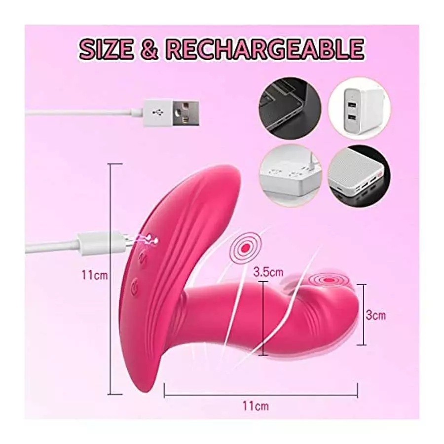 Vibrating & Wiggling Wearable Clitoral G Spot Vibrator for Women, Banenu APP Remote Control Perfect-Fit Butterfly Panty Vibrator