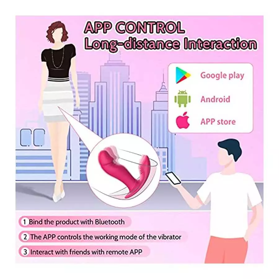 Vibrating & Wiggling Wearable Clitoral G Spot Vibrator for Women, Banenu APP Remote Control Perfect-Fit Butterfly Panty Vibrator