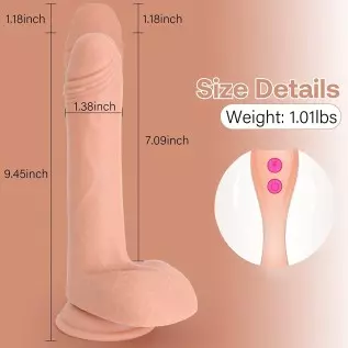9 Inch Thrusting Dildo w/ Rotating Beads, Realistic Silicone Suction Cup Huge Vibrating Dildo w/ Remote Control, Sex Toy for Wom