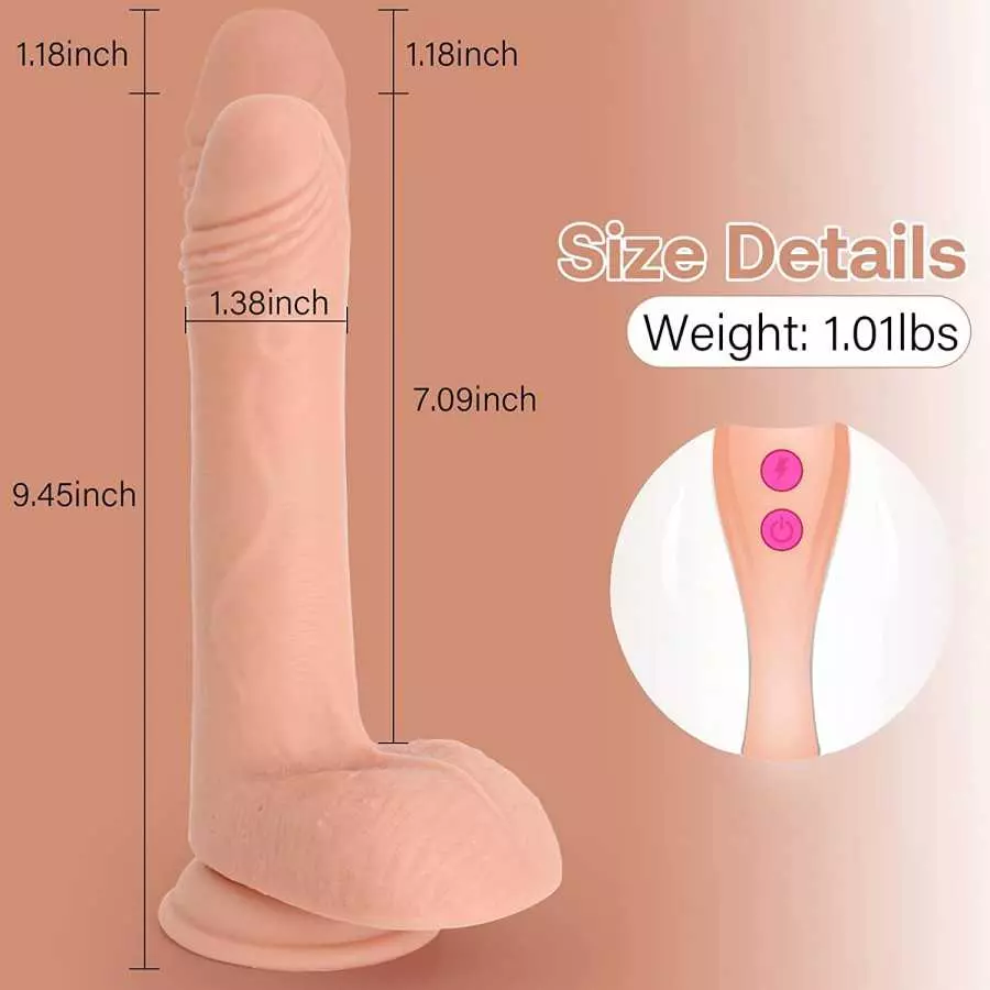 9 Inch Thrusting Dildo w/ Rotating Beads, Realistic Silicone Suction Cup Huge Vibrating Dildo w/ Remote Control, Sex Toy for Wom