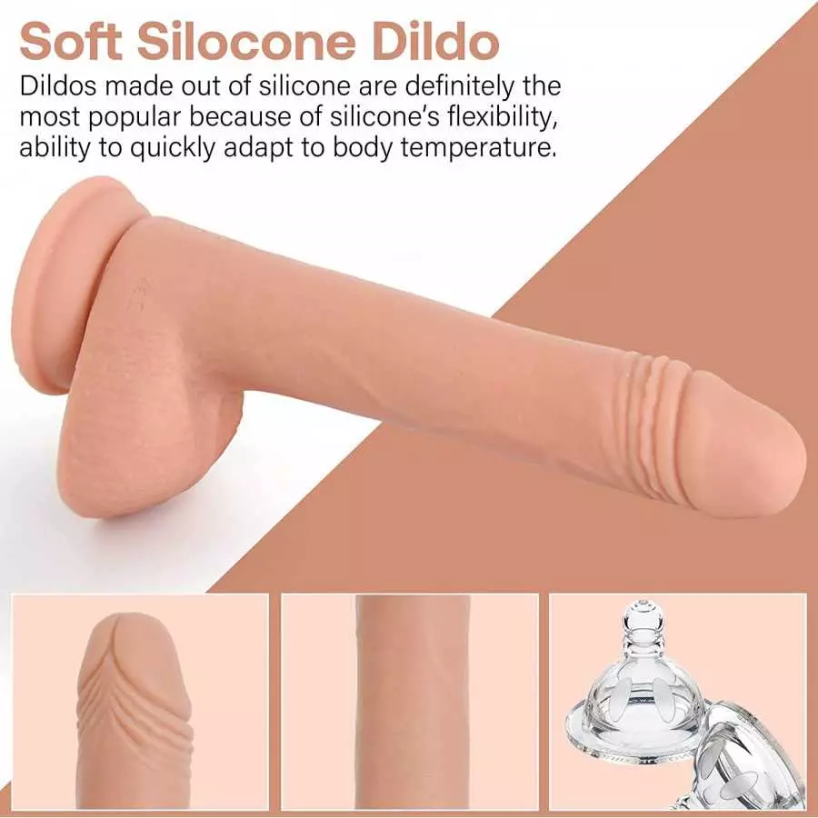 9 Inch Thrusting Dildo w/ Rotating Beads, Realistic Silicone Suction Cup Huge Vibrating Dildo w/ Remote Control, Sex Toy for Wom