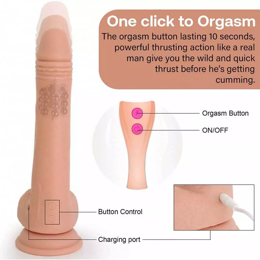 9 Inch Thrusting Dildo w/ Rotating Beads, Realistic Silicone Suction Cup Huge Vibrating Dildo w/ Remote Control, Sex Toy for Wom
