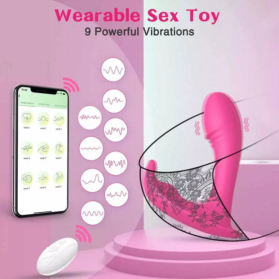 Wearable Panty Vibrator App Remote Control Butterfly Vibrator,Vibrating Panties Rechargeable Rabbit Vibrator with 9 Vibrations S