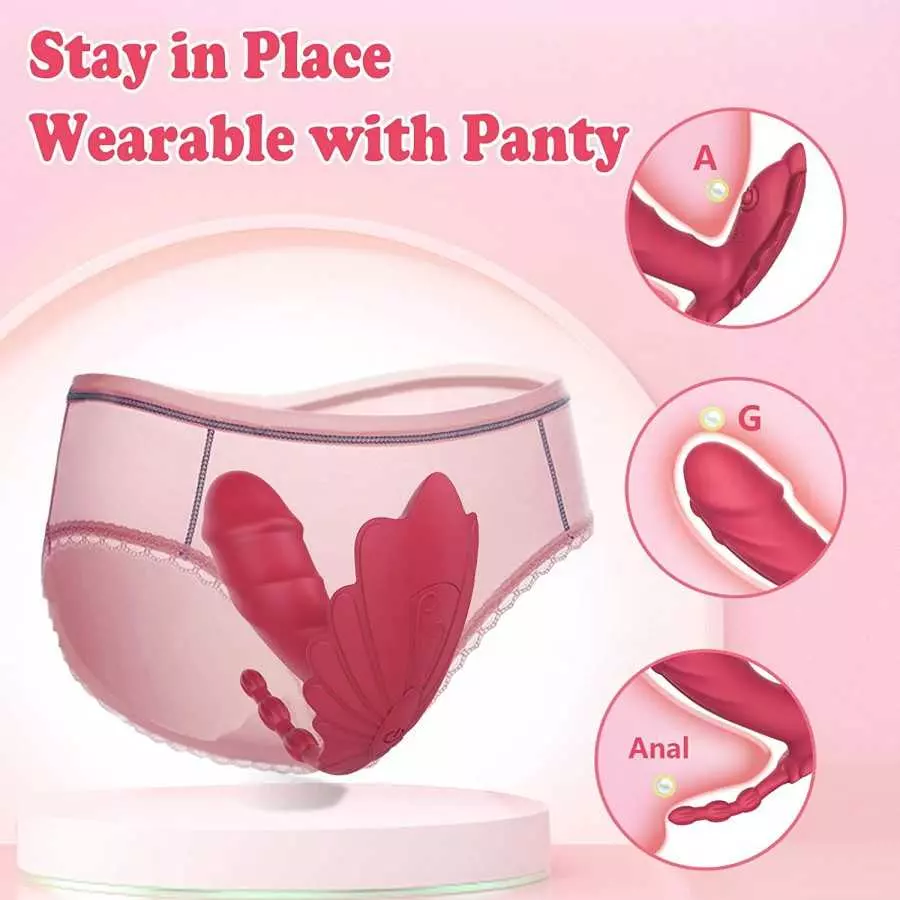 Wearable Panty Vibrator Sex Toy for Women, Clitoral G Spot Stimulator Anal Butterfly Vibrating Panties with 8 Vibration Modes Wa