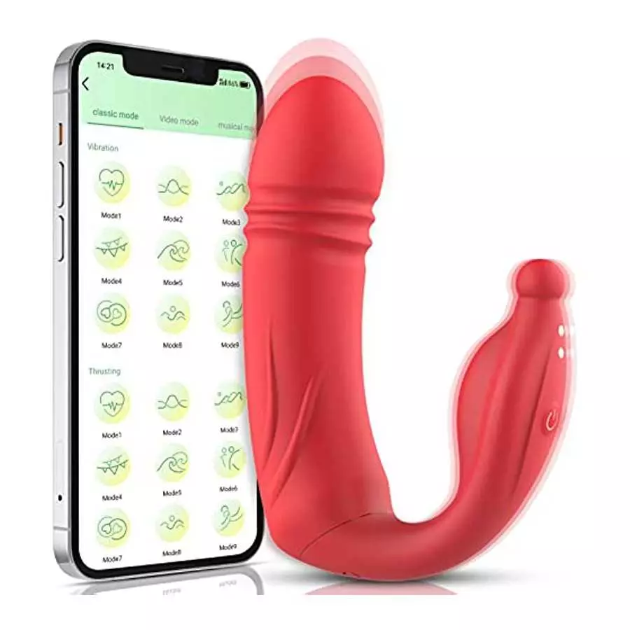antcree Wearable Vibrator, APP & Remote Control G-Spot Dildo Vibrator with 9 Thrusting x Vibrating Modes, Panty Massager for Vag antcree Wearable Vibrator, APP & Remote Control G-Spot Dildo Vibrator with 9 Thrusting x Vibrating Modes, Panty Massager for Vag