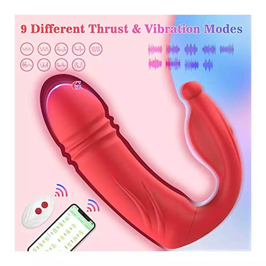 antcree Wearable Vibrator, APP & Remote Control G-Spot Dildo Vibrator with 9 Thrusting x Vibrating Modes, Panty Massager for Vag
