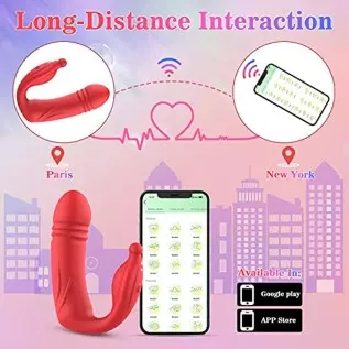 antcree Wearable Vibrator, APP & Remote Control G-Spot Dildo Vibrator with 9 Thrusting x Vibrating Modes, Panty Massager for Vag antcree Wearable Vibrator, APP & Remote Control G-Spot Dildo Vibrator with 9 Thrusting x Vibrating Modes, Panty Massager for Vag