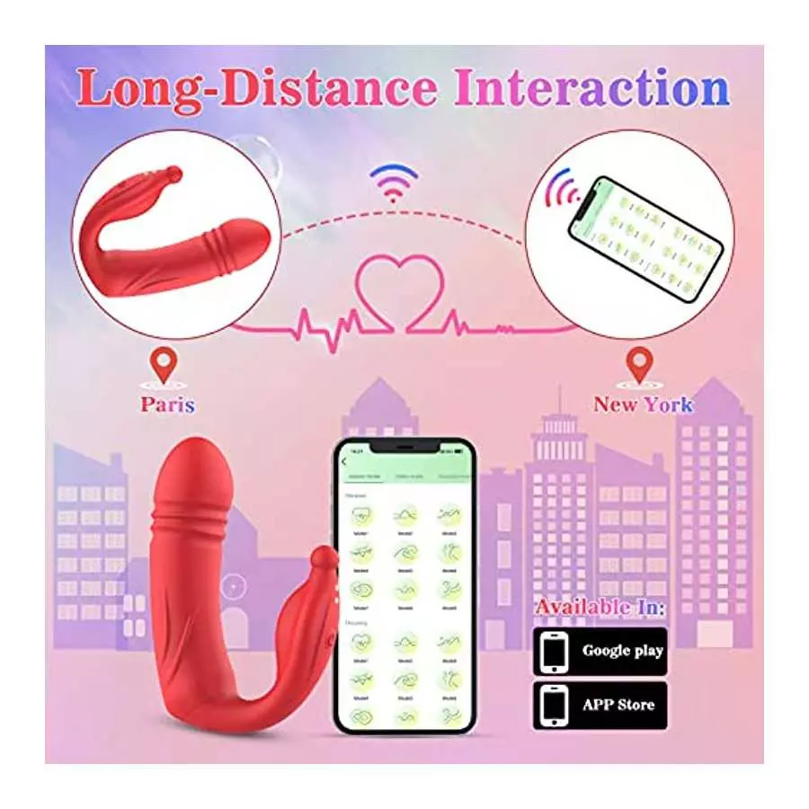 antcree Wearable Vibrator, APP & Remote Control G-Spot Dildo Vibrator with 9 Thrusting x Vibrating Modes, Panty Massager for Vag