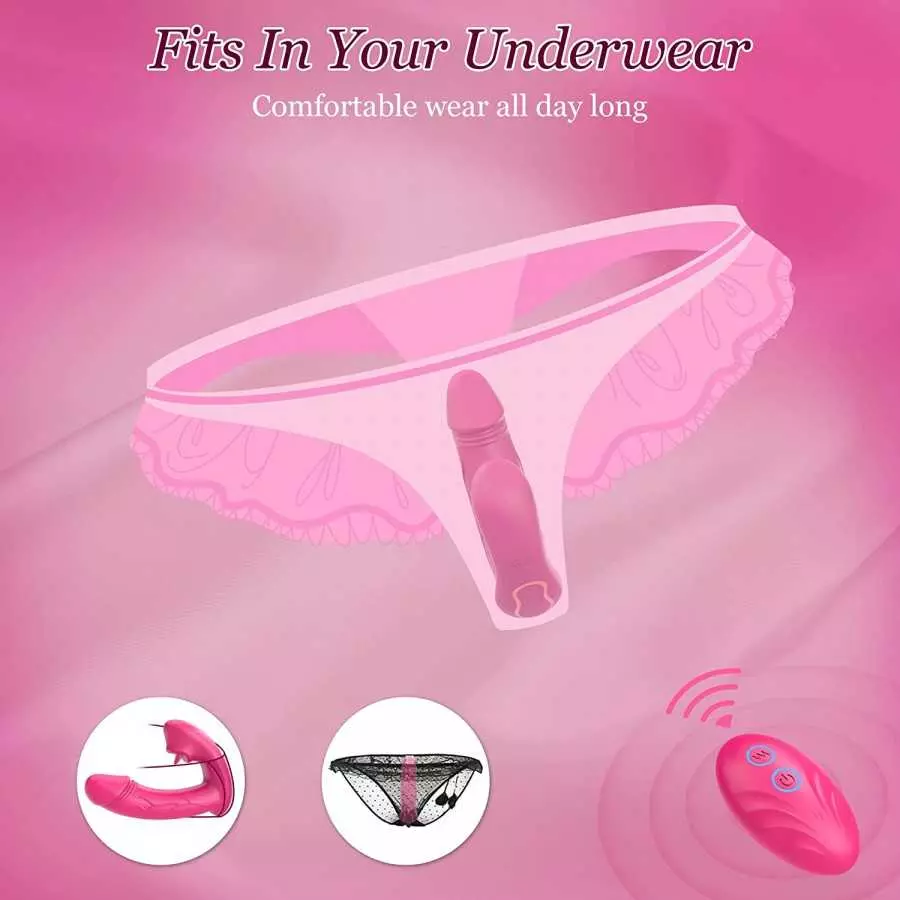 LLMIL G Spot Clitoral Vibrator for Women Remote Control 3 Licking Modes Wearable Vibrator, Butterfly Vibrator with Rose Sex Vagi