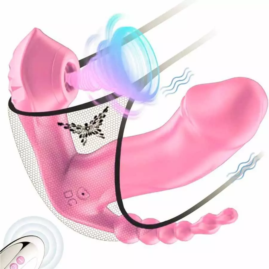 Wearable Vibrator G Spot Clitoral Anal Vibrator Sex Toy with 7 Vibration (Pink)