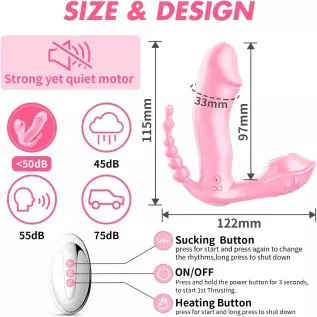 Wearable Vibrator G Spot Clitoral Anal Vibrator Sex Toy with 7 Vibration (Pink)