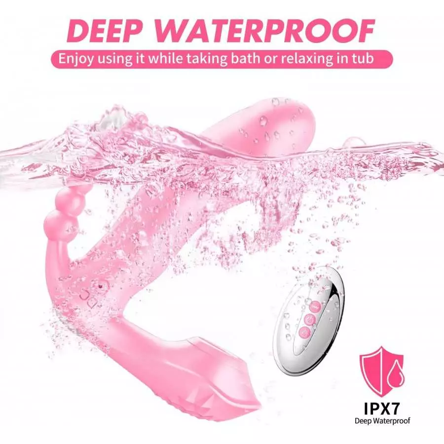 Wearable Vibrator G Spot Clitoral Anal Vibrator Sex Toy with 7 Vibration (Pink)