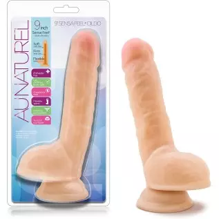 6k Au Naturel 7 Inch Realistic Sensa Feel Dual Density Flexi Shaft Dildo - Easy to Clean Fragrance Free Suction Cup Harness C