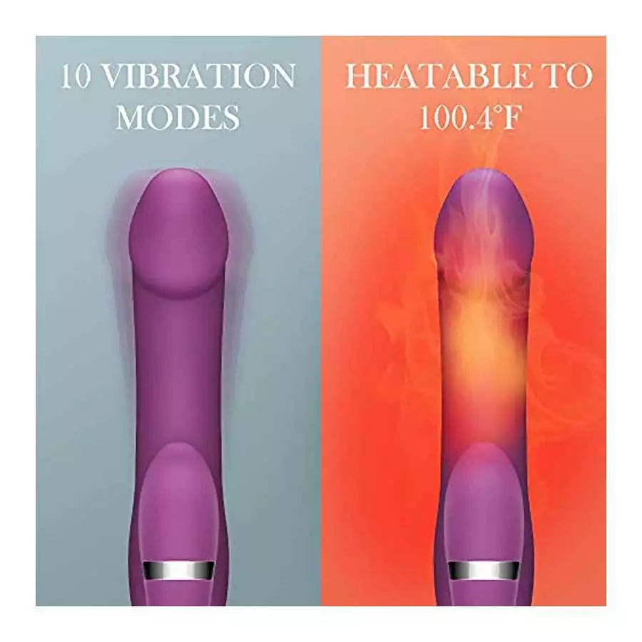 Clitoral G-Spot Vibrator with Heating, Dual Vibrating Dildo Vibrator Stimulator with Penis-Shaped, 10 Powerful Vibrations Couple