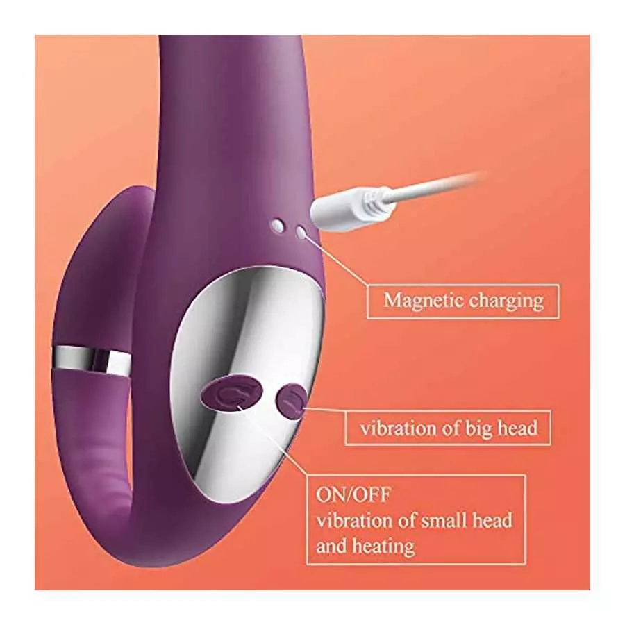 Clitoral G-Spot Vibrator with Heating, Dual Vibrating Dildo Vibrator Stimulator with Penis-Shaped, 10 Powerful Vibrations Couple