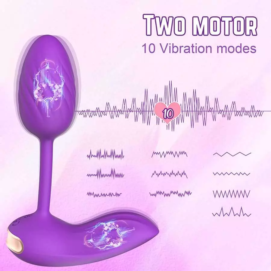 Dual Motor Remote Control Vibrator with Vibrating Egg - Ruby, G Spot Vibrator with 10 Intense Vibrations, Wearable Vibrator with